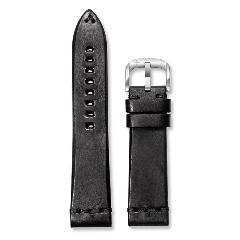 Pasek Aged Leather 22 mm – Czarny